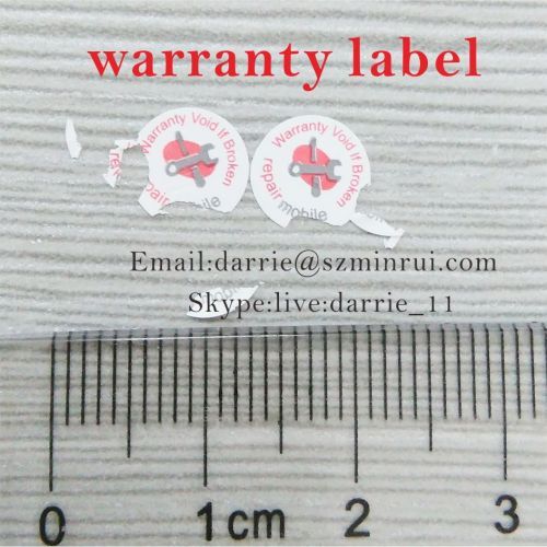 China best self-adhesive destructible label manufacturer supply round 8mm diameter warranty screw label for phone