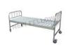 Powder - coated Steel Manual Flat Medical Hospital Beds with 5 Inch Silent Rubber Caster