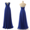 ALBIZIA Royal Blue Sweetheart Strapless Draped Bodice A-line Floor Length Sapphire Blue Bridesmaid Dresses