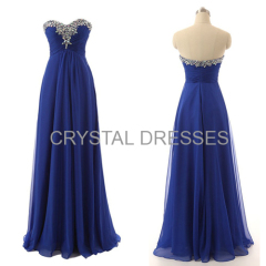 ALBIZIA Royal Blue Sweetheart Strapless Draped Bodice A-line Floor Length Sapphire Blue Bridesmaid Dresses