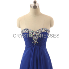 ALBIZIA Royal Blue Sweetheart Strapless Draped Bodice A-line Floor Length Sapphire Blue Bridesmaid Dresses