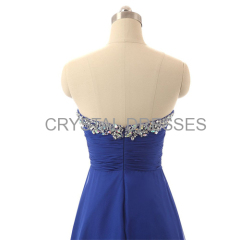 ALBIZIA Royal Blue Sweetheart Strapless Draped Bodice A-line Floor Length Sapphire Blue Bridesmaid Dresses