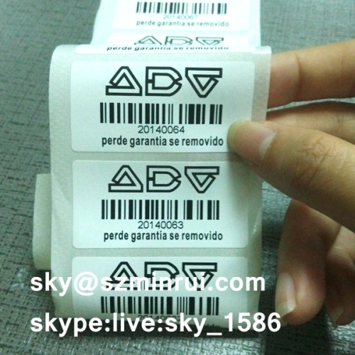 Brittle Destructible Tamper Proof Stickers with Serial Number Customized Security Sticker Lables