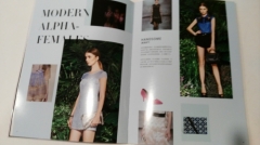 Softcover fashion magazine with UV spot coated PVC printing for garment company