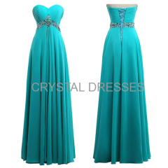 ALBIZIA crystal Turquoise Sweetheart Chiffon floor length Bridesmaid Dresses