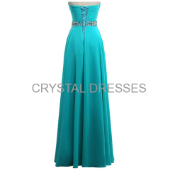 ALBIZIA 2015 Hottest crystal Turquoise Sweetheart Chiffon Prom Dresses floor length Bridesmaid Dresses