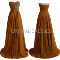 ALBIZIA Brown Beading Sweetheart Chiffon A-line Bridesmaid Dresses