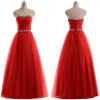 ALBIZIA Red A Line Ball Gown Tulle Bridal Color Wedding Dresses for Bride Crystal Sash