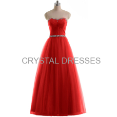 ALBIZIA Red A Line Ball Gown Tulle Bridal Color Wedding Dresses for Bride Crystal Sash