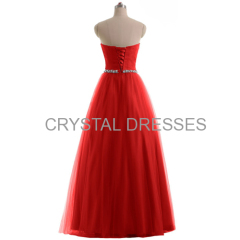 ALBIZIA Red A Line Ball Gown Tulle Bridal Color Wedding Dresses for Bride Crystal Sash