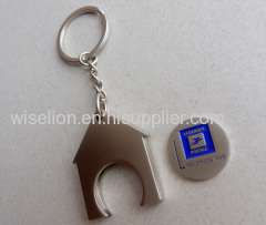 custom zinc alloy metal trolley coin holder token keychain 1