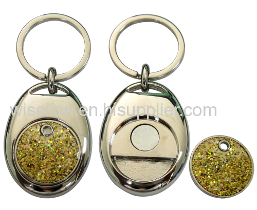 custom zinc alloy metal trolley coin holder token keychain 2