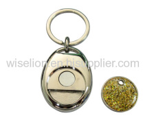 custom zinc alloy metal trolley coin holder token keychain 2