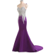 ALBIZIA Beading Purple Sweetheart Satin Mermaid Long Evening Dress