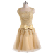 ALBIZIA Gold Lace Short Tulle Bridal Cocktail Dresses for Bride