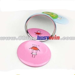 Round Shape Cartoon Printed Compact Pocket Mirror