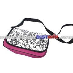 Square Shape Children' s Coloring Bag/ Pink Single Shoulder Bag for Travel/ Camping/ Hiking/Picnic