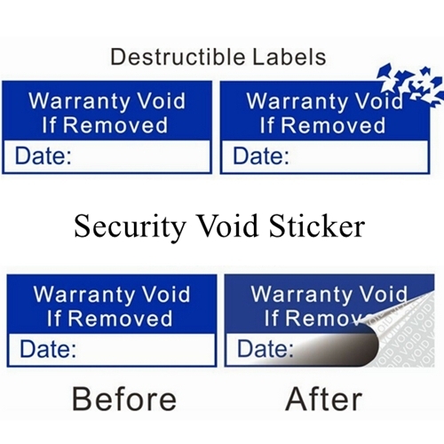 Custom Destructible Vinyl Warranty Void Sticker Anti-counterfeit Tamper Evident Void Security Seal Sticker Label