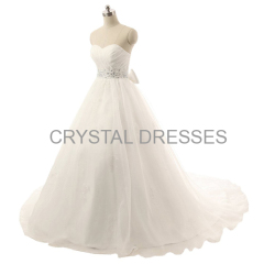 ALBIZIA New Style 2015 Organza Floor Length A-Line Wedding dress With Bows Sash