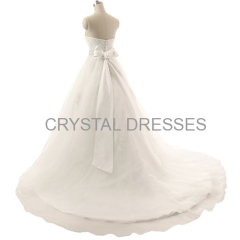 ALBIZIA New Style 2015 Organza Floor Length A-Line Wedding dress With Bows Sash