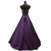 ALBIZIA Purple Satin Long A-Line Color Wedding Gowns With Crystal Beads