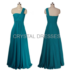 ALBIZIA Sexy Backless One Shoulder Dark Green Chiffon cheap Bridesmaid Dresses