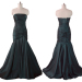 ALBIZIA Dark Green Strapless Lace-Up chiffon Mermaid prom dress