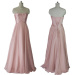 ALBIZIA Beading Pink Strapless Long Chiffon Party Evening Prom Dresses