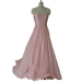 ALBIZIA Beading Pink Strapless Long Chiffon Party Evening Prom Dresses