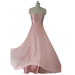 ALBIZIA Beading Pink Strapless Long Chiffon Party Evening Prom Dresses