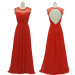 ALBIZIA Red Scoop Chiffon Beaded A Line Floor length Prom Evening Dress