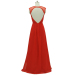 ALBIZIA Red Scoop Chiffon Beaded A Line Floor length Prom Evening Dress