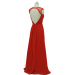 ALBIZIA Red Scoop Chiffon Beaded A Line Floor length Prom Evening Dress