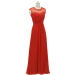 ALBIZIA Red Scoop Chiffon Beaded A Line Floor length Prom Evening Dress