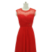 ALBIZIA Red Scoop Chiffon Beaded A Line Floor length Prom Evening Dress