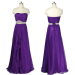 ALBIZIA Latest Design Beading Purple Strapless A Line Chiffon prom dress