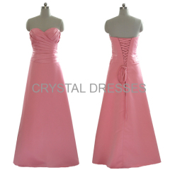 ALBIZIA 2015 New Beautiful Sexy Pink Sweetheart Long Satin Formal cheap Bridesmaid Dresses