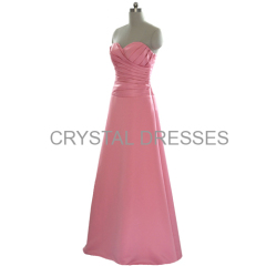 ALBIZIA 2015 New Beautiful Sexy Pink Sweetheart Long Satin Formal cheap Bridesmaid Dresses