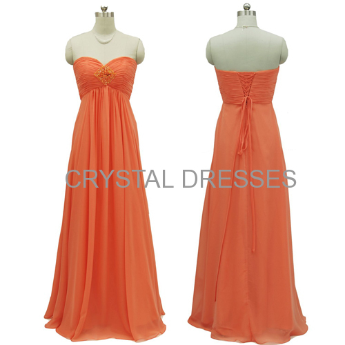 ALBIZIA Beading Orange Sweetheart Chiffon A Line Bridesmaid dress