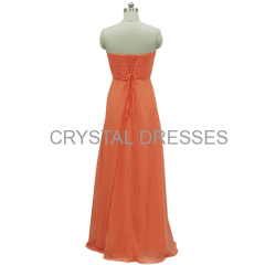 ALBIZIA Orange Sweetheart Chiffon A Line Bridesmaid dress backless special occasions prom dresses