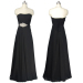 ALBIZIA Beading Black color Strapless Long design party Chiffon Bridesmaid Dresses