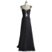 ALBIZIA Beading Black Sexy Prom Dresses Long Bateau Chiffon A Line Evening Dresses