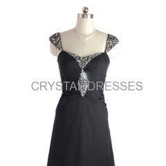 ALBIZIA Beading Black Sexy Hot Sale Prom Dresses Long Sweetheart Chiffon A Line Party Evening Dresses