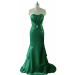 ALBIZIA Green Layered Floor Length Satin Mermaid Evening Dress