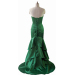 ALBIZIA Green Layered Floor Length Satin Mermaid Evening Dress