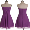 ALBIZIA Cheap Chiffon Short Prom Dresses Strapless Top Sequins Grape Cocktail Dresses With Beading