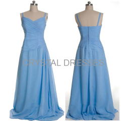 ALBIZIA Aqua Chiffon Long Prom Dresses See Through Sheath Party Dress