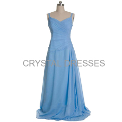 ALBIZIA 2016 Exquisite Aqua Chiffon Long Prom Dresses See Through Sheath Party Dress