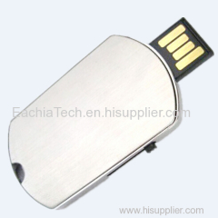 Stainless Steel Flash Driver 4GB Manufacturer Oval Shape Pen Drive in Metal Super Slim USB Disk with LOGO Corporate Gift