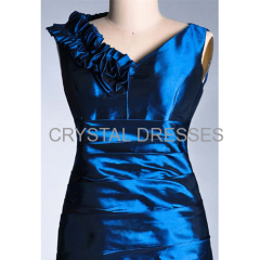 ALBIZIA 2016 Fashion Royal Blue Deep V Neck Handmade Flower Short Knee Length cocktail dress